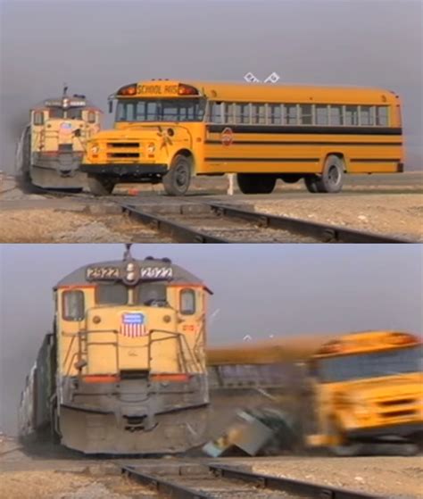 bus getting hit by a train